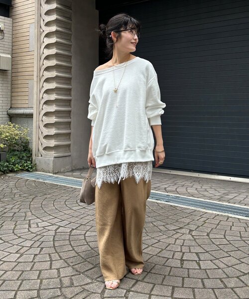 DouDou（ドゥドゥ）の「【インフルエンサーOKOCHI企画】リバーシブルロゴスウェット（Tシャツ/カットソー・レディース・ピンク/ネイビー/グレー/オフホワイト・FREE）」の5枚目の写真