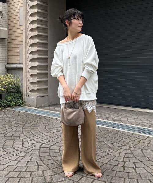 DouDou（ドゥドゥ）の「【インフルエンサーOKOCHI企画】リバーシブルロゴスウェット（Tシャツ/カットソー・レディース・ピンク/ネイビー/グレー/オフホワイト・FREE）」の7枚目の写真