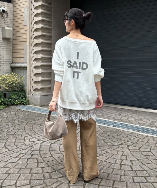 DouDou（ドゥドゥ）の「【インフルエンサーOKOCHI企画】リバーシブルロゴスウェット（Tシャツ/カットソー・レディース・ピンク/ネイビー/グレー/オフホワイト・FREE）」の8枚目の写真