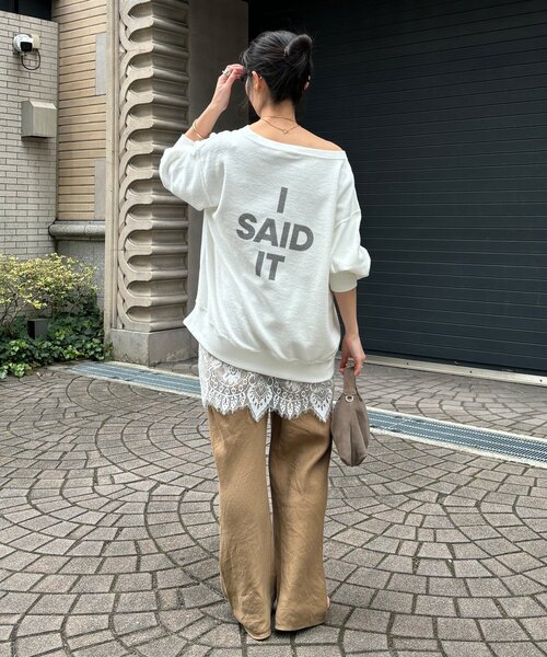 DouDou（ドゥドゥ）の「【インフルエンサーOKOCHI企画】リバーシブルロゴスウェット（Tシャツ/カットソー・レディース・ピンク/ネイビー/グレー/オフホワイト・FREE）」の9枚目の写真