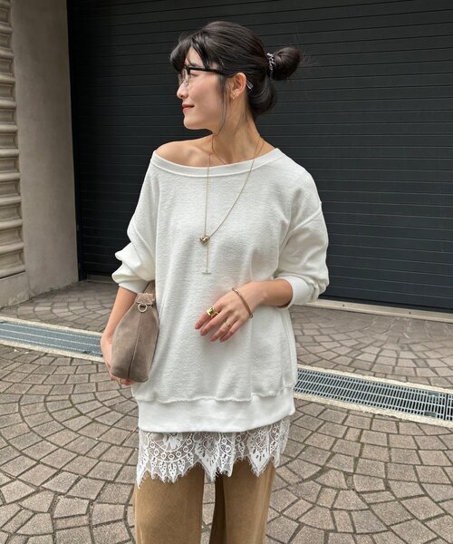 DouDou（ドゥドゥ）の「【インフルエンサーOKOCHI企画】リバーシブルロゴスウェット（Tシャツ/カットソー・レディース・ピンク/ネイビー/グレー/オフホワイト・FREE）」の11枚目の写真