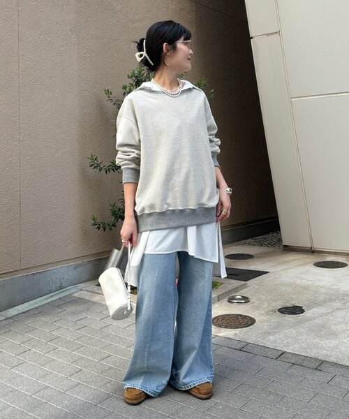 DouDou（ドゥドゥ）の「【インフルエンサーOKOCHI企画】リバーシブルロゴスウェット（Tシャツ/カットソー・レディース・ピンク/ネイビー/グレー/オフホワイト・FREE）」の14枚目の写真