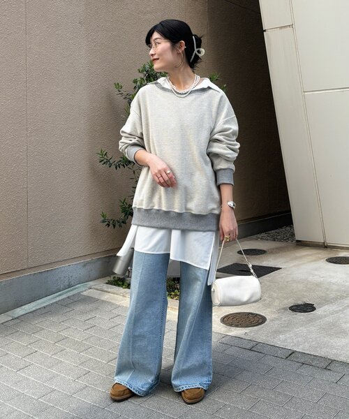 DouDou（ドゥドゥ）の「【インフルエンサーOKOCHI企画】リバーシブルロゴスウェット（Tシャツ/カットソー・レディース・ピンク/ネイビー/グレー/オフホワイト・FREE）」の15枚目の写真