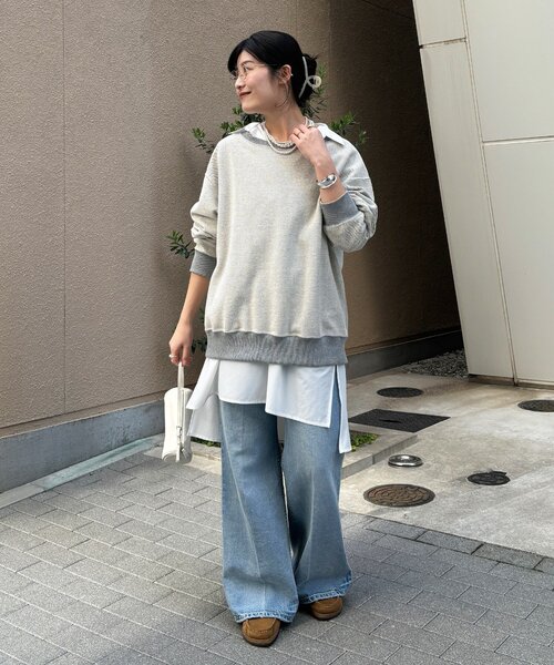 DouDou（ドゥドゥ）の「【インフルエンサーOKOCHI企画】リバーシブルロゴスウェット（Tシャツ/カットソー・レディース・ピンク/ネイビー/グレー/オフホワイト・FREE）」の16枚目の写真