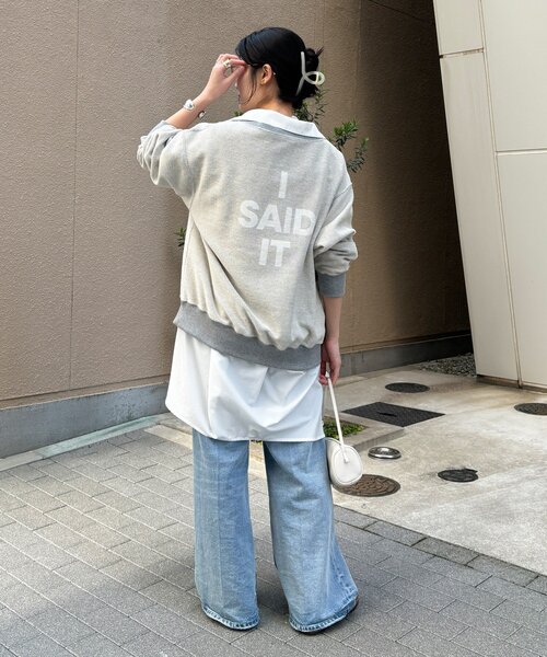 DouDou（ドゥドゥ）の「【インフルエンサーOKOCHI企画】リバーシブルロゴスウェット（Tシャツ/カットソー・レディース・ピンク/ネイビー/グレー/オフホワイト・FREE）」の17枚目の写真