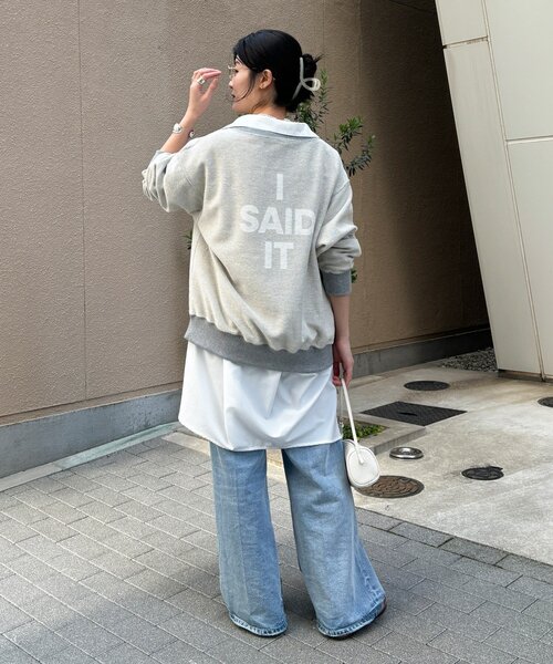 DouDou（ドゥドゥ）の「【インフルエンサーOKOCHI企画】リバーシブルロゴスウェット（Tシャツ/カットソー・レディース・ピンク/ネイビー/グレー/オフホワイト・FREE）」の18枚目の写真