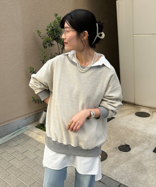 DouDou（ドゥドゥ）の「【インフルエンサーOKOCHI企画】リバーシブルロゴスウェット（Tシャツ/カットソー・レディース・ピンク/ネイビー/グレー/オフホワイト・FREE）」の19枚目の写真