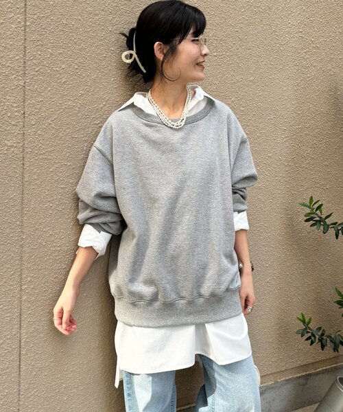 DouDou（ドゥドゥ）の「【インフルエンサーOKOCHI企画】リバーシブルロゴスウェット（Tシャツ/カットソー・レディース・ピンク/ネイビー/グレー/オフホワイト・FREE）」の22枚目の写真