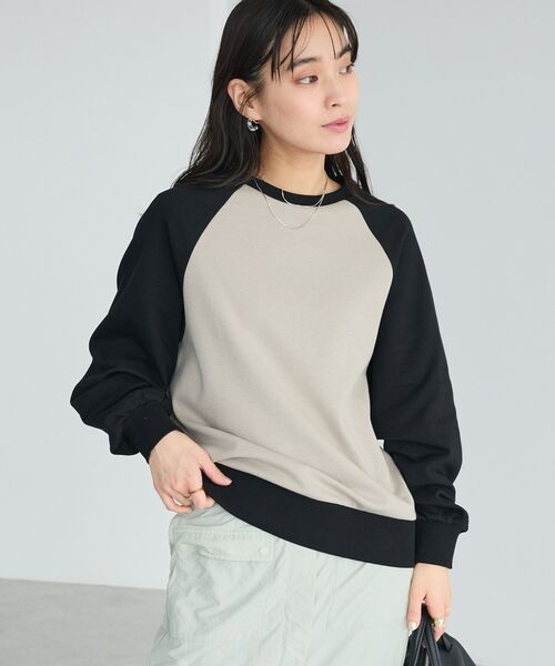 CRAFT STANDARD BOUTIQUE(クラフトスタンダードブティック)の「フクレジャカードラグランプルオーバー(Tシャツ/カットソー・レディース・ブラック/ライトグレー・L/M)」の1枚目の写真