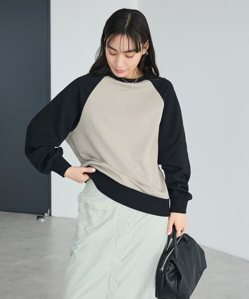 CRAFT STANDARD BOUTIQUE(クラフトスタンダードブティック)の「フクレジャカードラグランプルオーバー(Tシャツ/カットソー・レディース・ブラック/ライトグレー・L/M)」の8枚目の写真