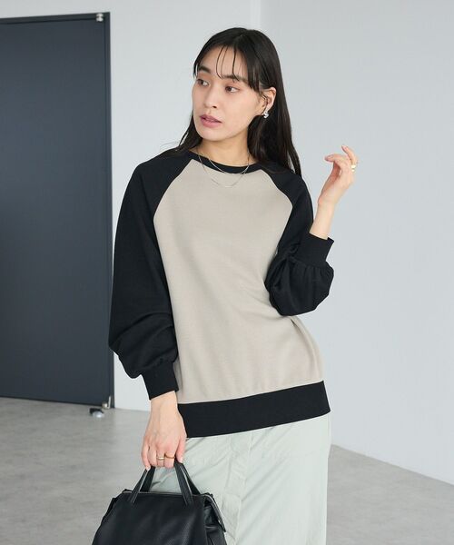 CRAFT STANDARD BOUTIQUE(クラフトスタンダードブティック)の「フクレジャカードラグランプルオーバー(Tシャツ/カットソー・レディース・ブラック/ライトグレー・L/M)」の10枚目の写真