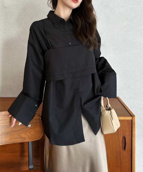 Eclat one(エクラワン)の「【Eclat one】 ビスチェ セット シャツ(シャツ/ブラウス・レディース・ブラック/オフホワイト/ブルー・FREE)」の16枚目の写真