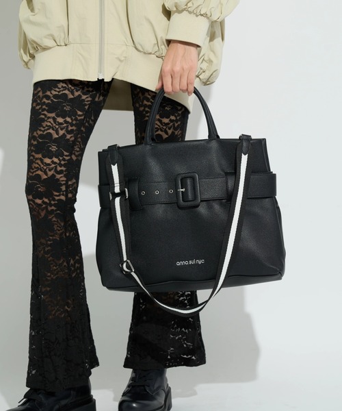 ANNA SUI NYC（アナ スイ エヌ ワイ シー）の「ANNA SUI NYC/アナ スイ エヌワイシー/レトロベルトバッグ（トートバッグ・レディース・ブラック/モスグリーン/ラベンダー・F）」の12枚目の写真