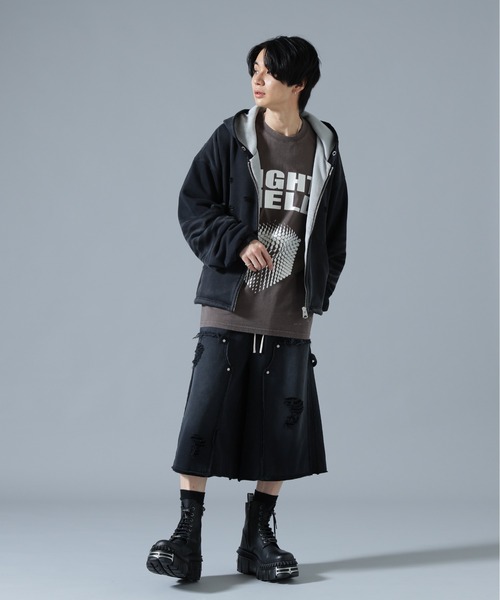 DANKE SCHON(ダンケシェーン)の「DankeSchon/ダンケシェーン/SULFUR SWEAT W-KNEE SHORTS(スウェットパンツ・メンズ・ブラック/ホワイト・L/M/S)」の6枚目の写真