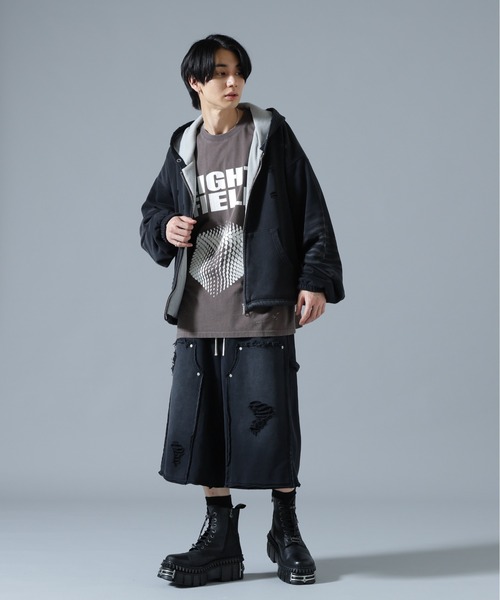 DANKE SCHON(ダンケシェーン)の「DankeSchon/ダンケシェーン/SULFUR SWEAT W-KNEE SHORTS(スウェットパンツ・メンズ・ブラック/ホワイト・L/M/S)」の7枚目の写真