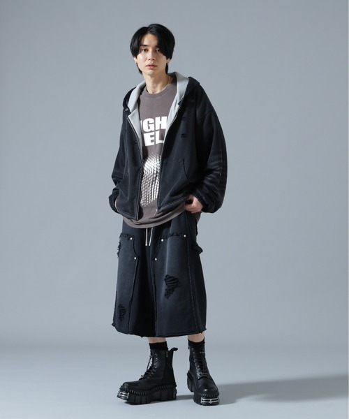 DANKE SCHON(ダンケシェーン)の「DankeSchon/ダンケシェーン/SULFUR SWEAT W-KNEE SHORTS(スウェットパンツ・メンズ・ブラック/ホワイト・L/M/S)」の8枚目の写真
