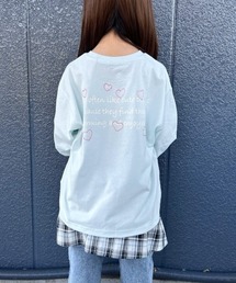 Right-on | 【VIVIAN BLUE】 モチーフロゴ ビッグシルエット 長袖Tシャツ (キッズ / 可愛い / アクティブ)(Tシャツ/カットソー)
