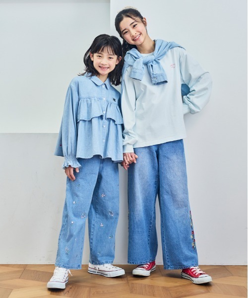 Right-on（ライトオン）の「【VIVIAN BLUE】 モチーフロゴ ビッグシルエット 長袖Tシャツ (キッズ / 可愛い / アクティブ)（Tシャツ/カットソー・キッズ・サックスブルー/ダークグレー・110/120/130/140/150/160）」の5枚目の写真