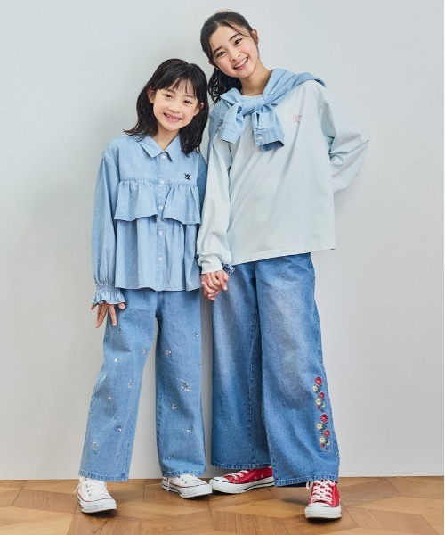 Right-on（ライトオン）の「【VIVIAN BLUE】 モチーフロゴ ビッグシルエット 長袖Tシャツ (キッズ / 可愛い / アクティブ)（Tシャツ/カットソー・キッズ・サックスブルー/ダークグレー・110/120/130/140/150/160）」の6枚目の写真