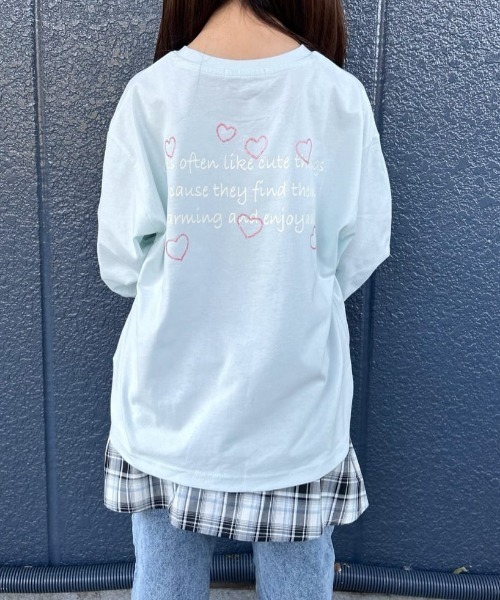 Right-on(ライトオン)の「VIVIAN BLUE(ヴィヴィアンブルー)【キッズ】モチーフロゴプリント長袖Tシャツ(Tシャツ/カットソー・キッズ・サックスブルー/ダークグレー・110/120/130/140/150/160)」の9枚目の写真