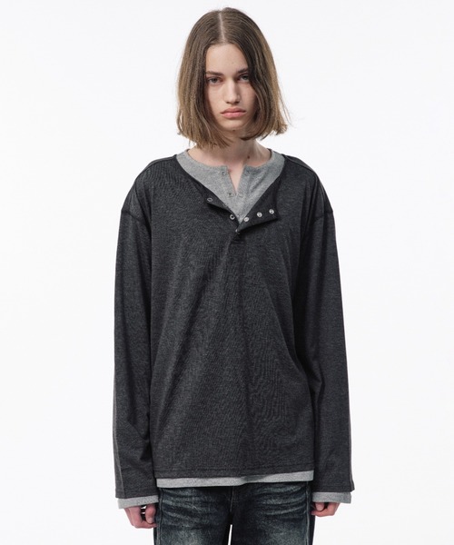 Camphor wood（カンファーウッド）の「2PIECE PACK HENELY-NECK L/S TEE / 2ピースヘンリーネックサーマルティー（Tシャツ/カットソー・メンズ・グレー系/ホワイト・MEDIUM/LARGE）」の2枚目の写真