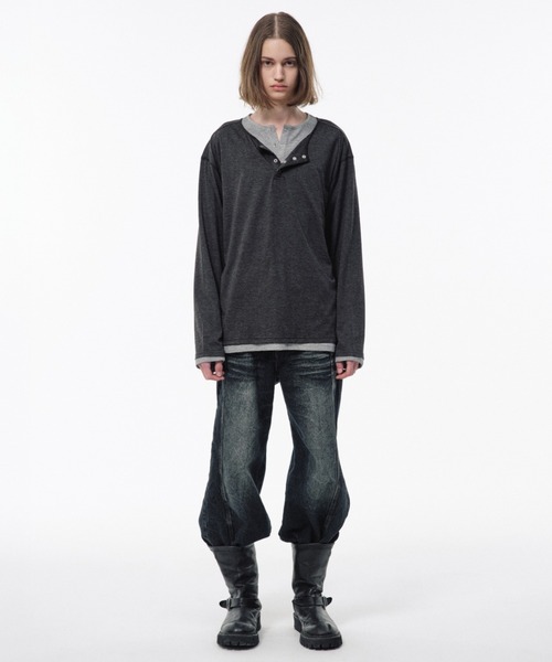 Camphor wood（カンファーウッド）の「2PIECE PACK HENELY-NECK L/S TEE / 2ピースヘンリーネックサーマルティー（Tシャツ/カットソー・メンズ・グレー系/ホワイト・MEDIUM/LARGE）」の18枚目の写真