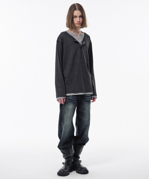 Camphor wood（カンファーウッド）の「2PIECE PACK HENELY-NECK L/S TEE / 2ピースヘンリーネックサーマルティー（Tシャツ/カットソー・メンズ・グレー系/ホワイト・MEDIUM/LARGE）」の19枚目の写真