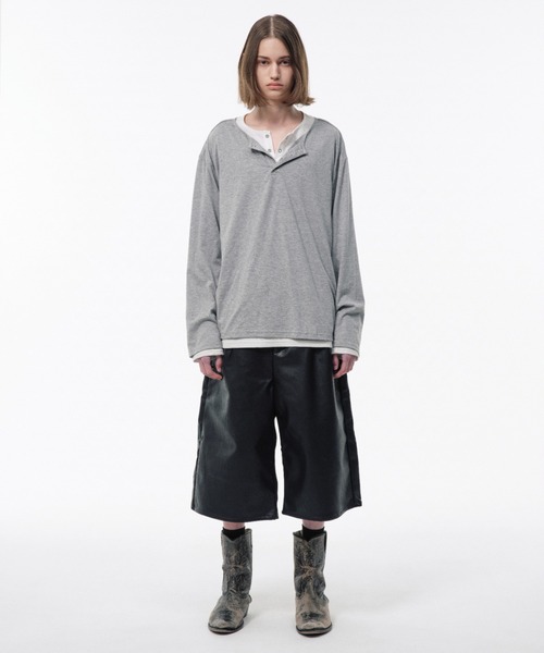Camphor wood（カンファーウッド）の「2PIECE PACK HENELY-NECK L/S TEE / 2ピースヘンリーネックサーマルティー（Tシャツ/カットソー・メンズ・グレー系/ホワイト・MEDIUM/LARGE）」の8枚目の写真