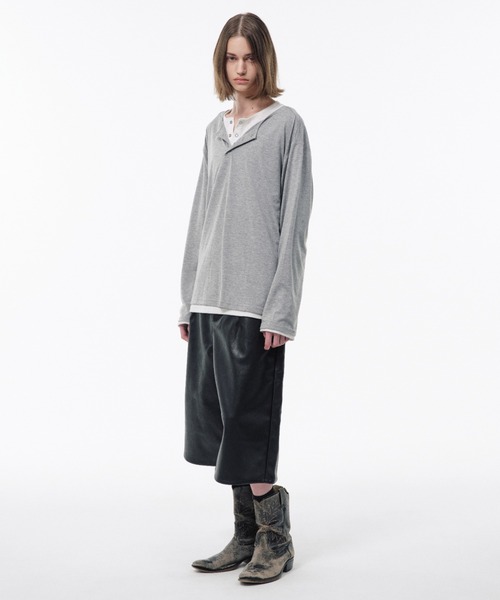 Camphor wood（カンファーウッド）の「2PIECE PACK HENELY-NECK L/S TEE / 2ピースヘンリーネックサーマルティー（Tシャツ/カットソー・メンズ・グレー系/ホワイト・MEDIUM/LARGE）」の9枚目の写真