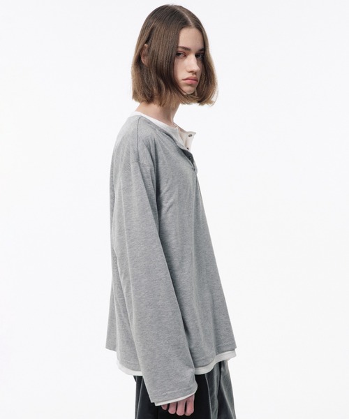 Camphor wood（カンファーウッド）の「2PIECE PACK HENELY-NECK L/S TEE / 2ピースヘンリーネックサーマルティー（Tシャツ/カットソー・メンズ・グレー系/ホワイト・MEDIUM/LARGE）」の6枚目の写真