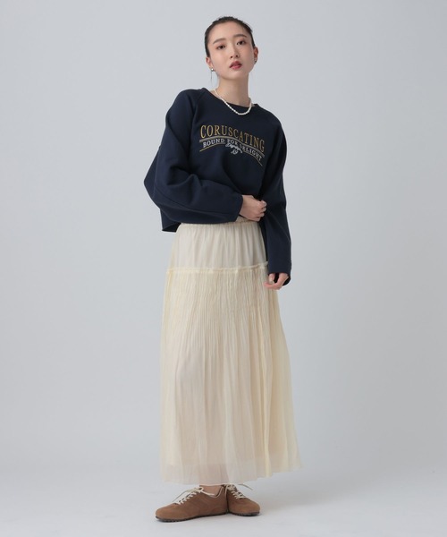 LEPSIM（レプシィム）の「シアーギャザーフレアスカート　638293（スカート・レディース・ブラック/アイボリー・FREE）」の6枚目の写真