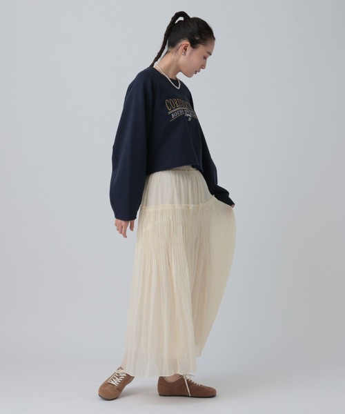 LEPSIM（レプシィム）の「シアーギャザーフレアスカート　638293（スカート・レディース・ブラック/アイボリー・FREE）」の7枚目の写真