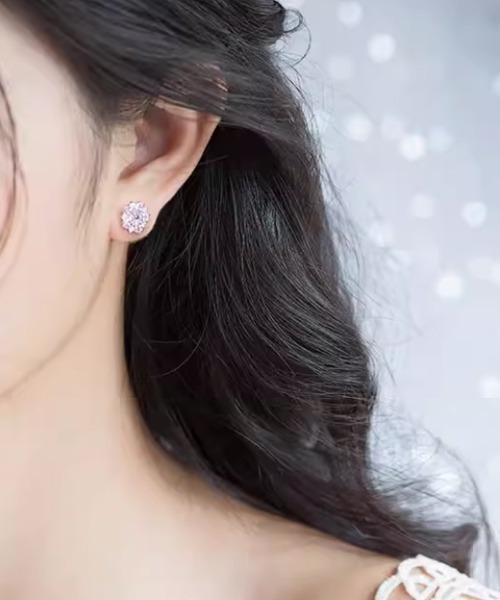 shoppinggo（ショッピングゴー）の「ピアス ピンクはな 可愛いピアス  キラキラ ビジューピアス（ピアス（両耳用）・レディース・ピンク・FREE）」の3枚目の写真