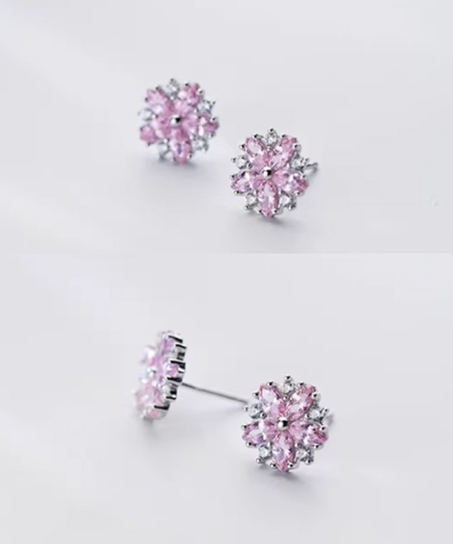 shoppinggo（ショッピングゴー）の「ピアス ピンクはな 可愛いピアス  キラキラ ビジューピアス（ピアス（両耳用）・レディース・ピンク・FREE）」の6枚目の写真