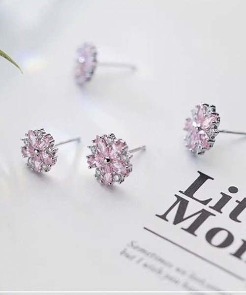 shoppinggo（ショッピングゴー）の「ピアス ピンクはな 可愛いピアス  キラキラ ビジューピアス（ピアス（両耳用）・レディース・ピンク・FREE）」の7枚目の写真