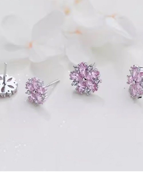 shoppinggo（ショッピングゴー）の「ピアス ピンクはな 可愛いピアス  キラキラ ビジューピアス（ピアス（両耳用）・レディース・ピンク・FREE）」の11枚目の写真