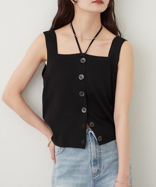 mystic（ミスティック）の「ホルターニットタンクトップ（タンクトップ・レディース・レッド/ピンク/オフホワイト/ブラック/グレー・FREE）」の14枚目の写真