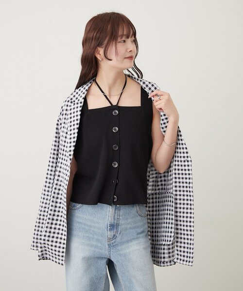 mystic（ミスティック）の「ホルターニットタンクトップ（タンクトップ・レディース・レッド/ピンク/オフホワイト/ブラック/グレー・FREE）」の22枚目の写真