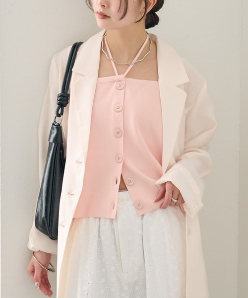 mystic（ミスティック）の「ホルターニットタンクトップ（タンクトップ・レディース・レッド/ピンク/オフホワイト/ブラック/グレー・FREE）」の5枚目の写真