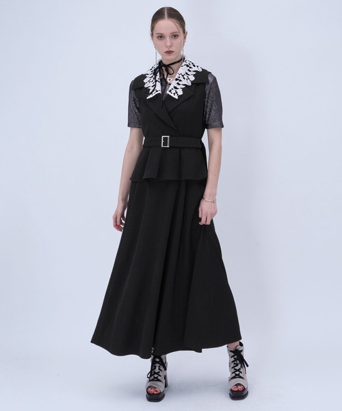 HARE（ハレ）の「2WAYエリレースジレワンピース(HARE)（ワンピース・レディース・ブラック/ライトグレー・FREE）」の9枚目の写真