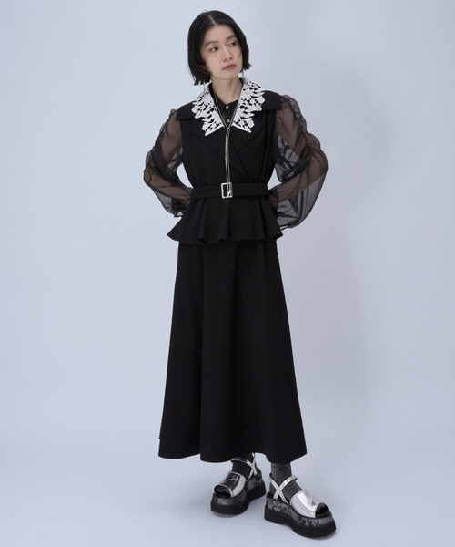 HARE（ハレ）の「2WAYエリレースジレワンピース(HARE)（ワンピース・レディース・ブラック/ライトグレー・FREE）」の17枚目の写真