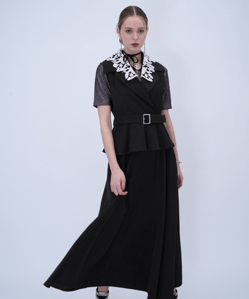 HARE（ハレ）の「2WAYエリレースジレワンピース(HARE)（ワンピース・レディース・ブラック/ライトグレー・FREE）」の3枚目の写真