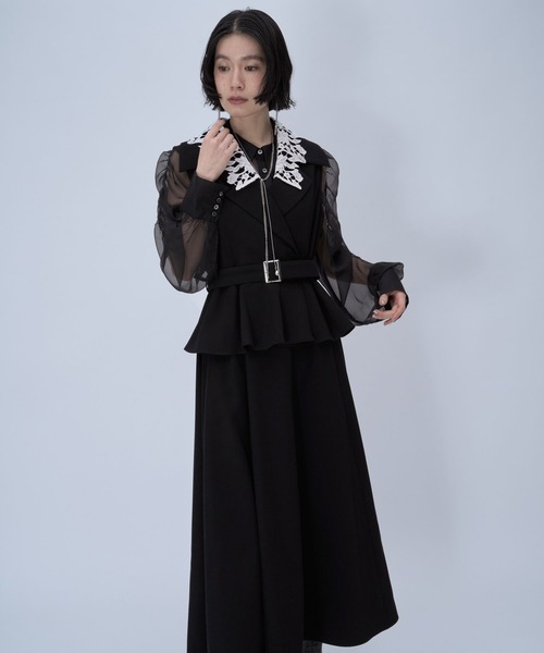 HARE（ハレ）の「2WAYエリレースジレワンピース(HARE)（ワンピース・レディース・ブラック/ライトグレー・FREE）」の4枚目の写真