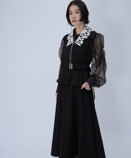 HARE（ハレ）の「2WAYエリレースジレワンピース(HARE)（ワンピース・レディース・ブラック/ライトグレー・FREE）」の5枚目の写真