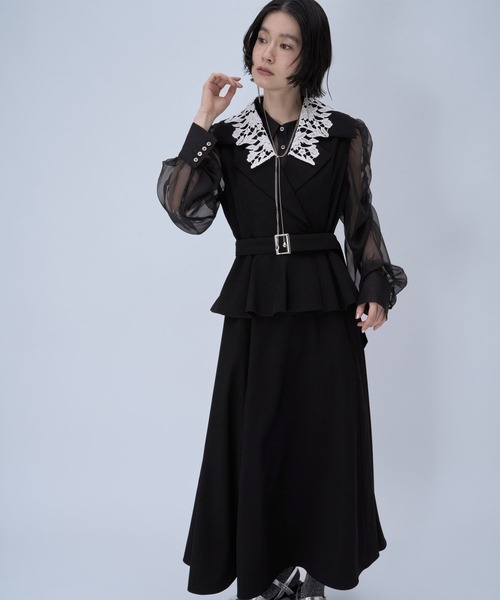 HARE（ハレ）の「2WAYエリレースジレワンピース(HARE)（ワンピース・レディース・ブラック/ライトグレー・FREE）」の6枚目の写真