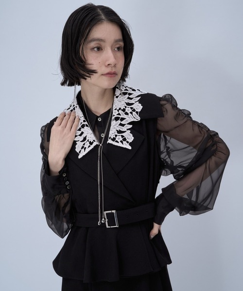 HARE（ハレ）の「2WAYエリレースジレワンピース(HARE)（ワンピース・レディース・ブラック/ライトグレー・FREE）」の7枚目の写真