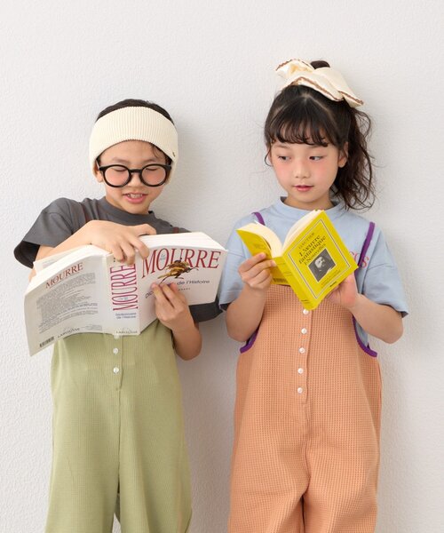 CIAOPANIC TYPY（チャオパニックティピー）の「【KIDS】ふんわり快適！《ジュニアサイズあり》配色ワッフルキャミサロペット（サロペット/オーバーオール・キッズ・オレンジ/チャコールグレー/カーキ・XX-LARGE/X-LARGE/SMALL/MEDIUM/LARGE）」の5枚目の写真
