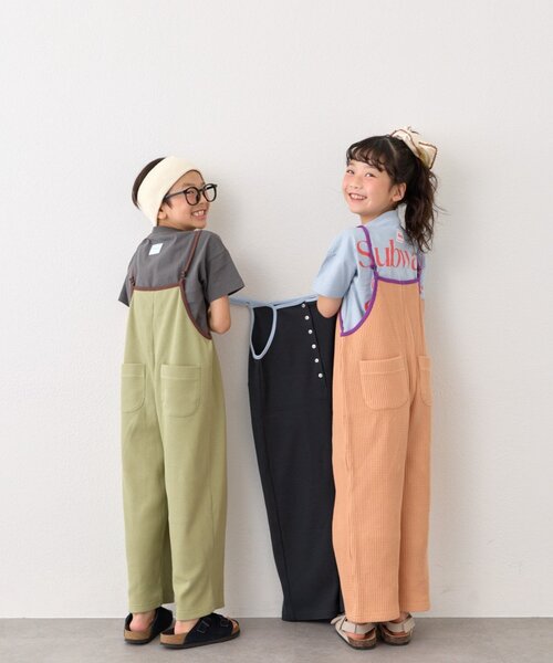 CIAOPANIC TYPY（チャオパニックティピー）の「【KIDS】ふんわり快適！《ジュニアサイズあり》配色ワッフルキャミサロペット（サロペット/オーバーオール・キッズ・オレンジ/チャコールグレー/カーキ・XX-LARGE/X-LARGE/SMALL/MEDIUM/LARGE）」の10枚目の写真