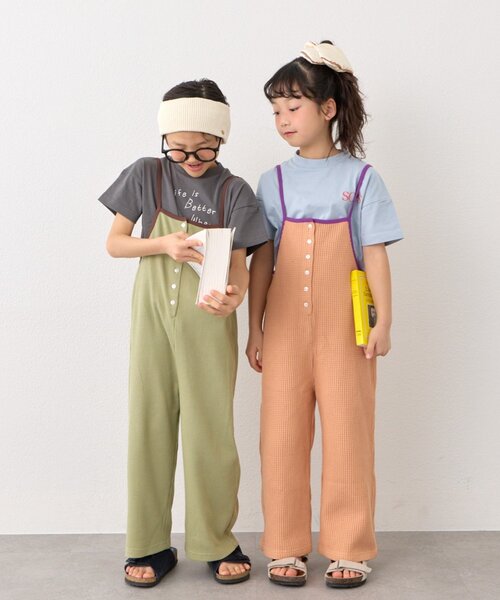CIAOPANIC TYPY(チャオパニックティピー)の「【KIDS】ふんわり快適!《ジュニアサイズあり》配色ワッフルキャミサロペット(サロペット/オーバーオール・キッズ・オレンジ/チャコールグレー/カーキ・XX-LARGE/X-LARGE/SMALL/MEDIUM/LARGE)」の7枚目の写真