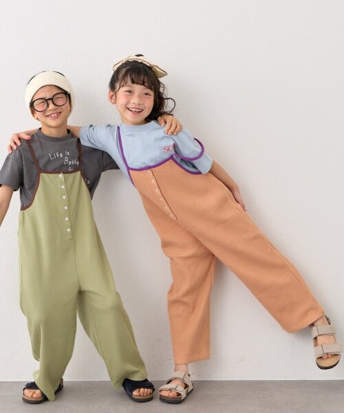 CIAOPANIC TYPY(チャオパニックティピー)の「【KIDS】ふんわり快適!《ジュニアサイズあり》配色ワッフルキャミサロペット(サロペット/オーバーオール・キッズ・オレンジ/チャコールグレー/カーキ・XX-LARGE/X-LARGE/SMALL/MEDIUM/LARGE)」の5枚目の写真